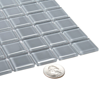 Gray 12x12 Glossy Square Glass Mosaic Tile (10 pack, 9.67 sq ft/case)