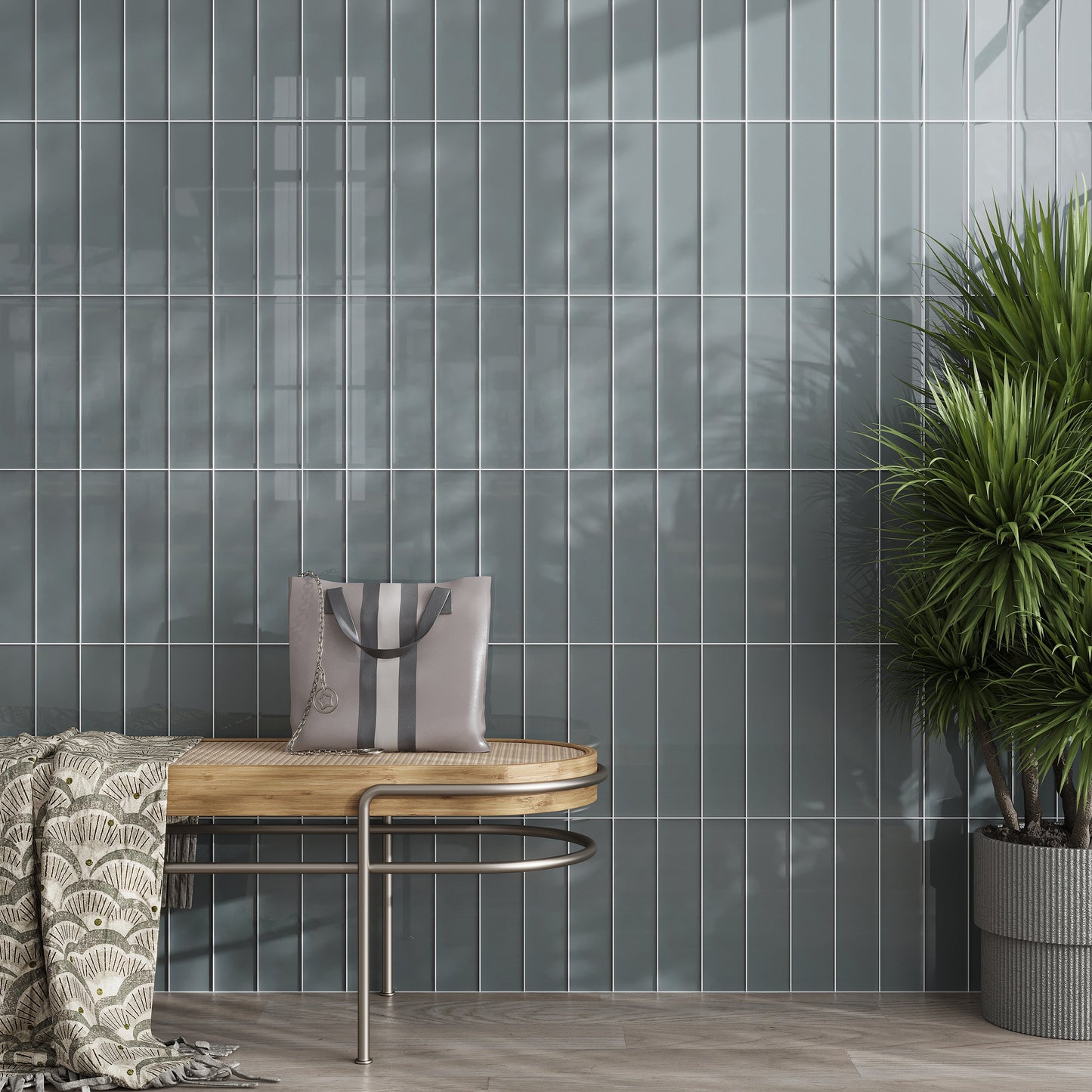 Stone Blue 3x12 Glossy Subway Glass Tile (20 pack, 5 sq ft/case)