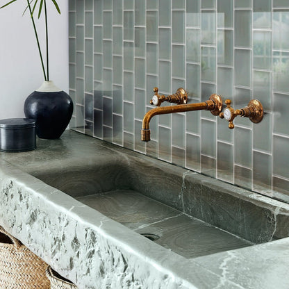 Stone Blue 3x6 Glossy Subway Glass Tile (40 pack, 5 sq ft/case)