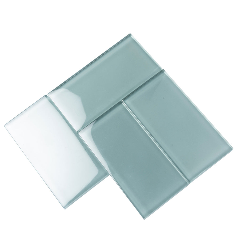Stone Blue 3x6 Glossy Subway Glass Tile (40 pack, 5 sq ft/case) - Sample