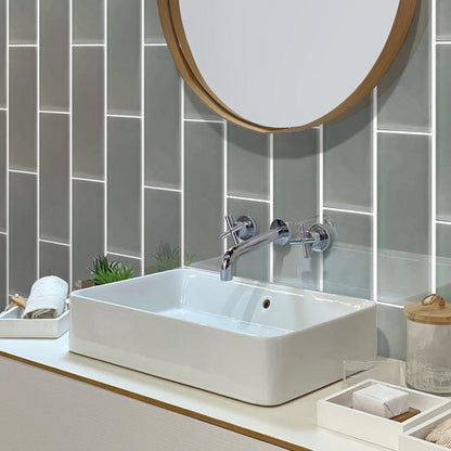Gray 4x16 Glossy Subway Glass Tile (12 pack, 5.33 sq ft/case)