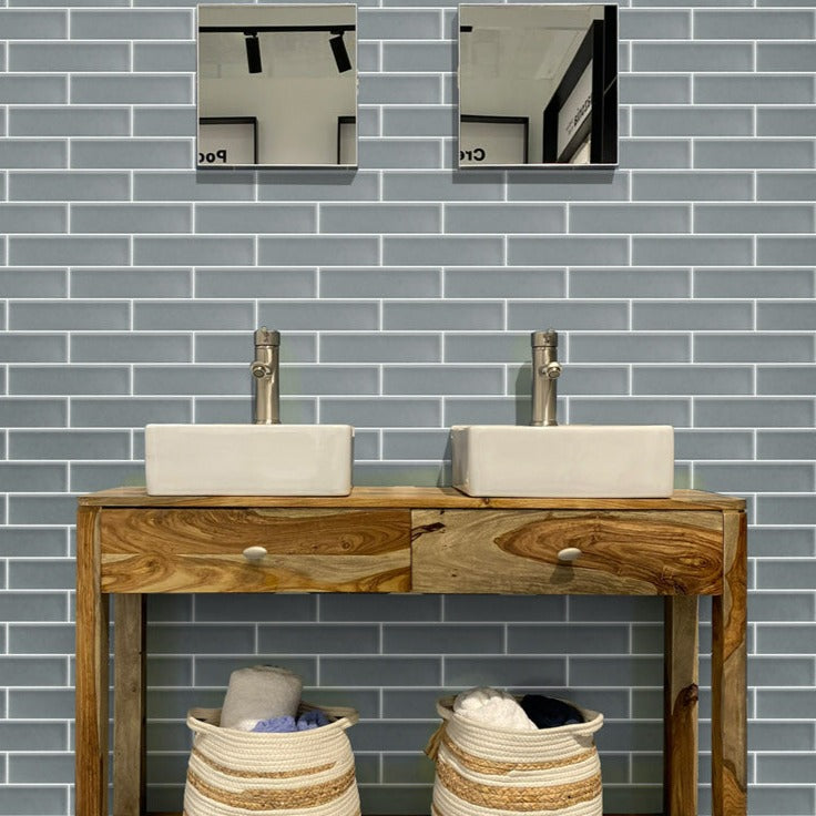 Stone Blue 3x12 Matte Subway Glass Tile (20 pack, 5 sq ft/case)