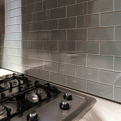 Stone Blue 3x6 Glossy Subway Glass Tile (40 pack, 5 sq ft/case)