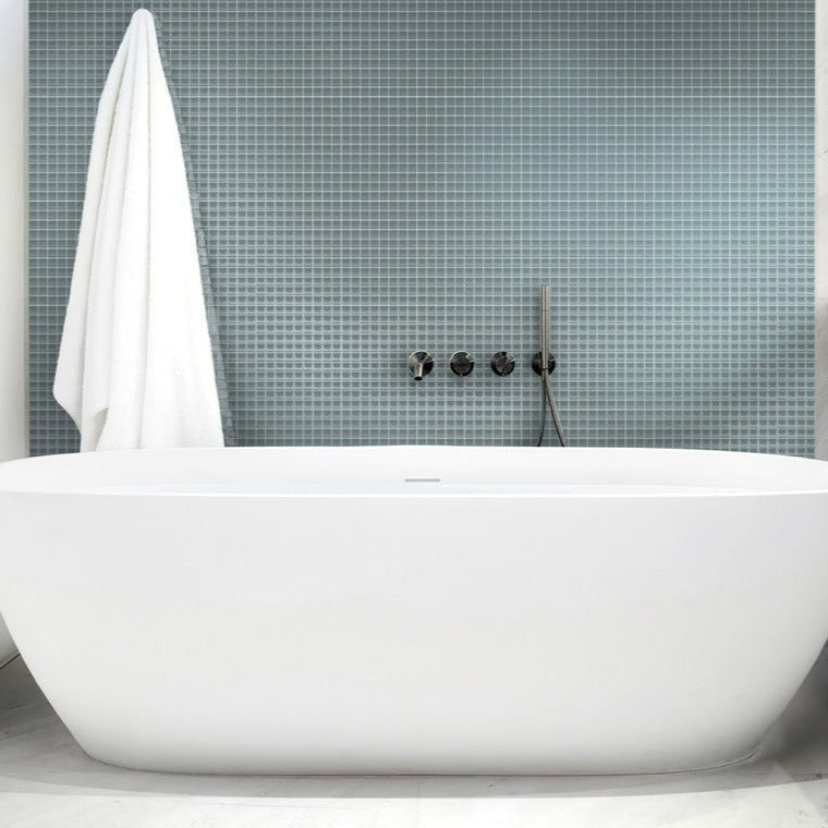 Stone Blue 12x12 Glossy Square Glass Mosaic Tile (10 pack, 9.67 sq ft/case)
