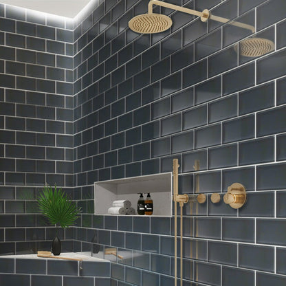 Coin Gray 3x6 Glossy Subway Glass Tile (40 pack, 5 sq ft/case)