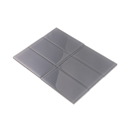 Coin Gray 3x6 Glossy Subway Glass Tile (40 pack, 5 sq ft/case)