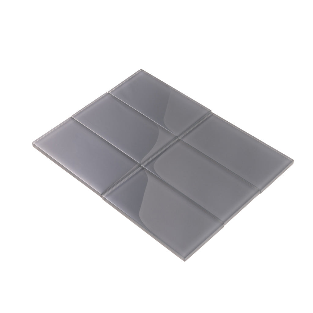 Coin Gray 3x6 Glossy Subway Glass Tile (40 pack, 5 sq ft/case) - Sample