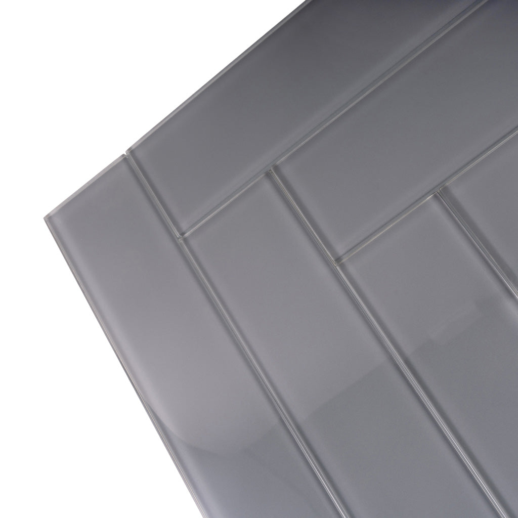 Coin Gray 3x12 Glossy Subway Glass Tile (20 pack, 5 sq ft/case) - Sample