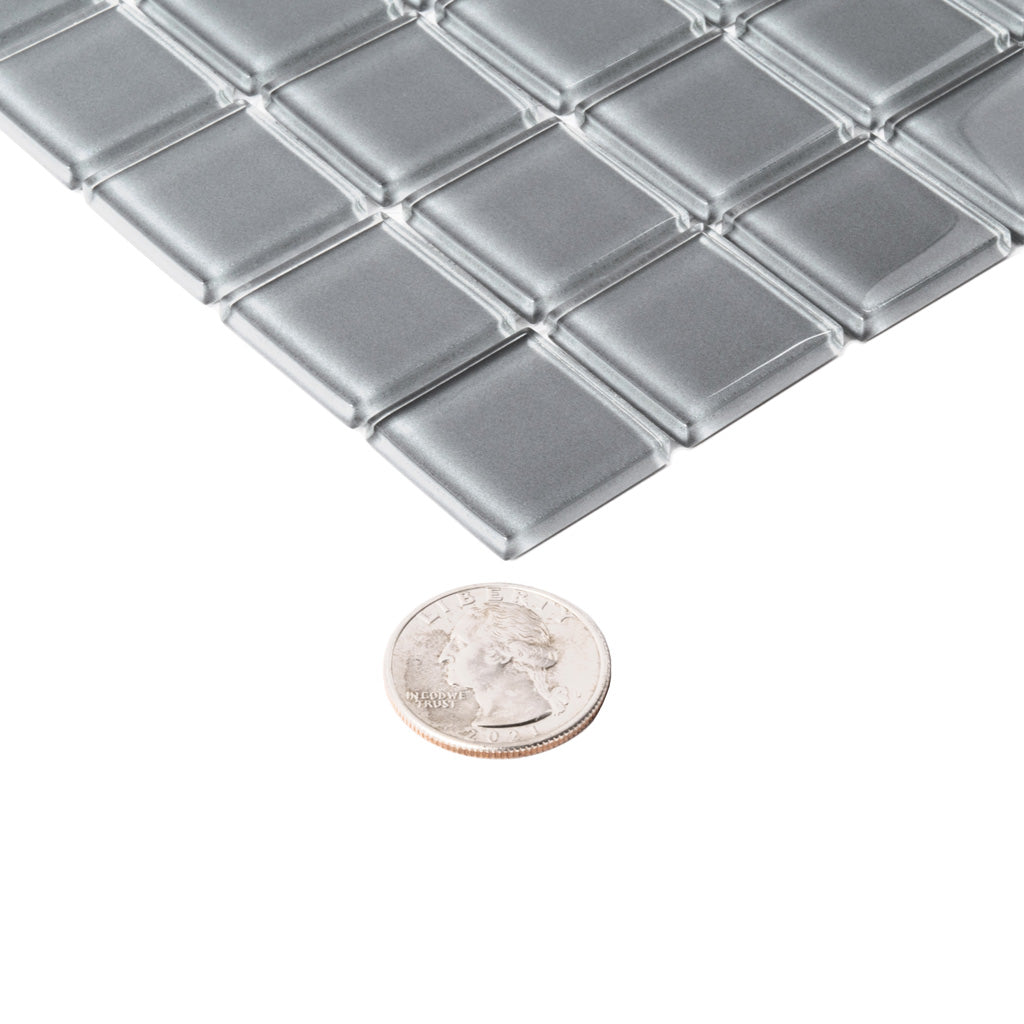 Coin Gray 12x12 Glossy Square Glass Mosaic Tile (10 pack, 9.67 sq ft/case)