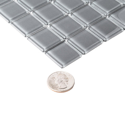 Coin Gray 12x12 Glossy Square Glass Mosaic Tile (10 pack, 9.67 sq ft/case)