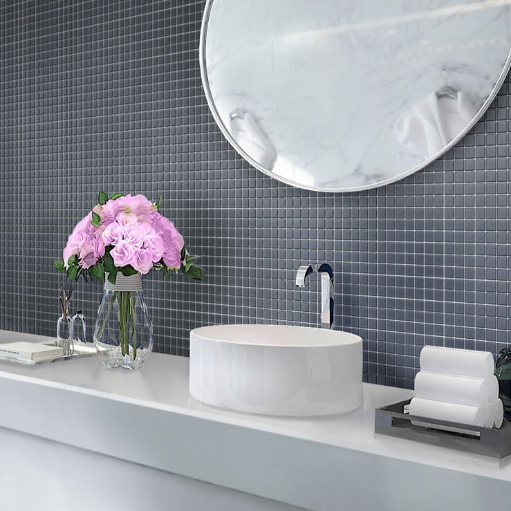 Coin Gray 12x12 Matte Square Glass Mosaic Tile (10 pack, 9.67 sq ft/case)