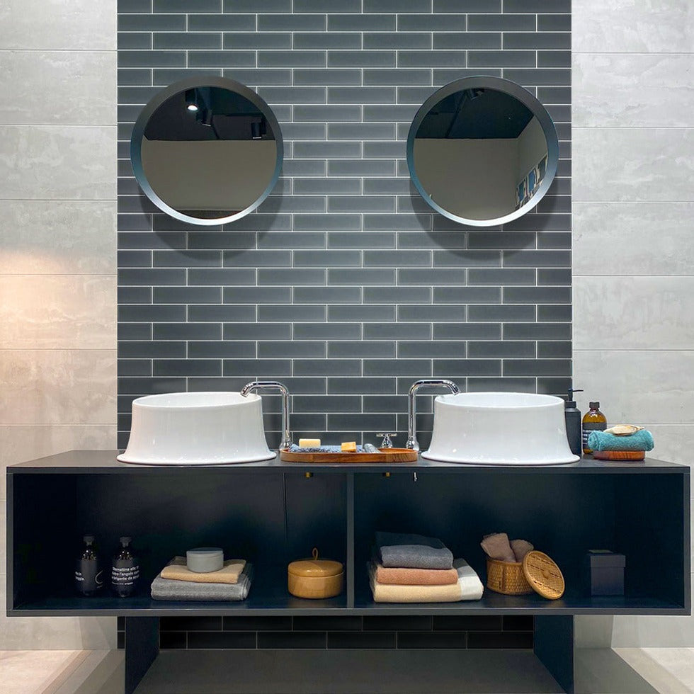 Coin Gray 3x12 Matte Subway Glass Tile (20 pack, 5 sq ft/case)