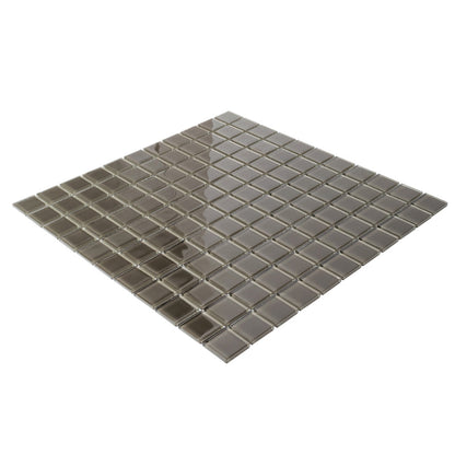 Ash Gray 12x12 Glossy Square Glass Mosaic Tile (10 pack, 9.67 sq ft/case)
