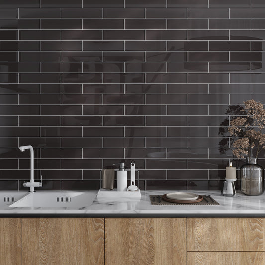 Ash Gray 3x12 Glossy Subway Glass Tile (20 pack, 5 sq ft/case)
