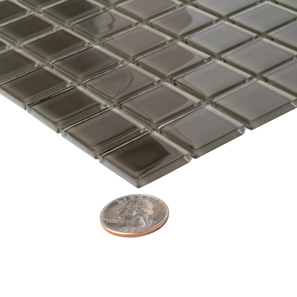 Ash Gray 12x12 Glossy Square Glass Mosaic Tile (10 pack, 9.67 sq ft/case) - Sample