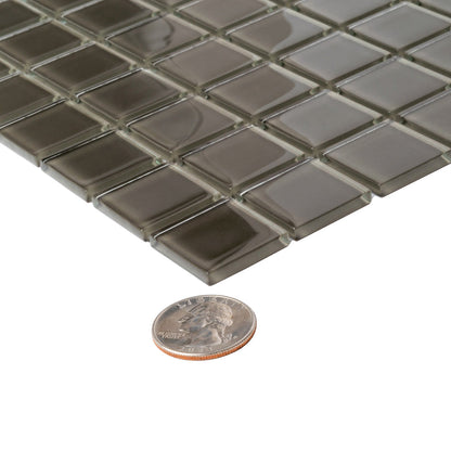 Ash Gray 12x12 Glossy Square Glass Mosaic Tile (10 pack, 9.67 sq ft/case) - Sample