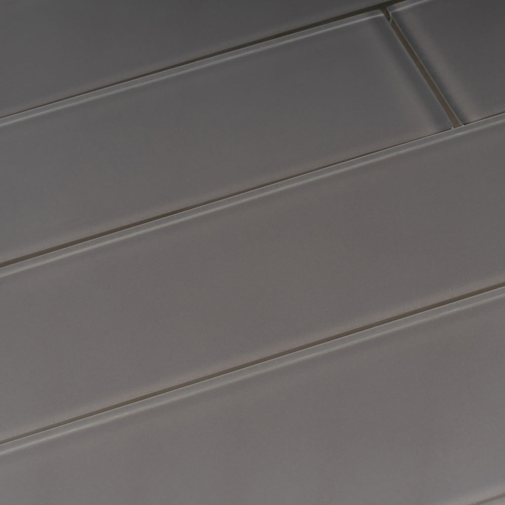 Ash Gray 3x12 Glossy Subway Glass Tile (20 pack, 5 sq ft/case) - Sample