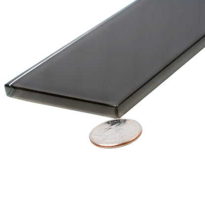 Ash Gray 3x12 Glossy Subway Glass Tile (20 pack, 5 sq ft/case)