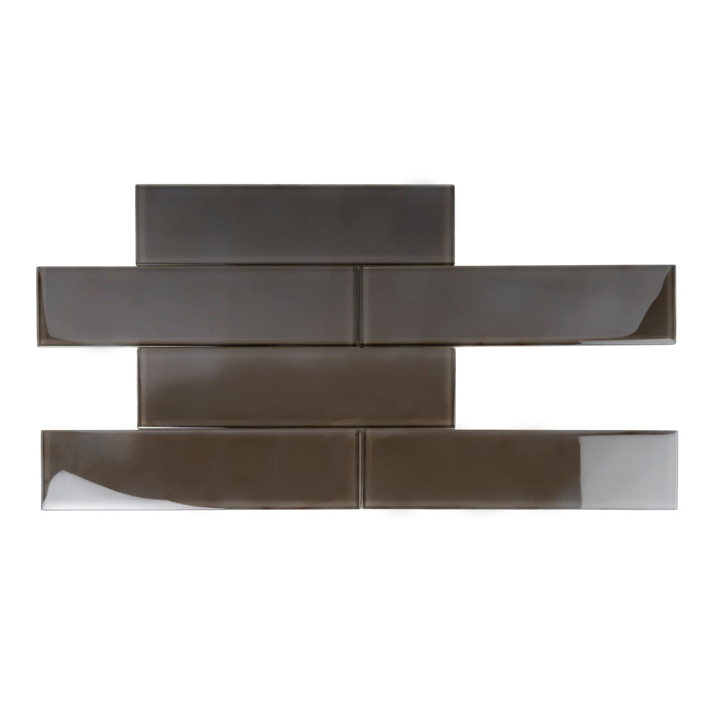 Ash Gray 3x12 Glossy Subway Glass Tile (20 pack, 5 sq ft/case)