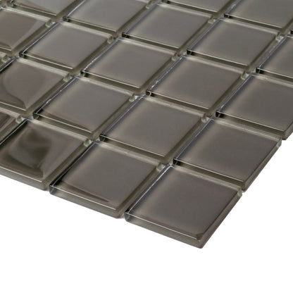 Ash Gray 12x12 Glossy Square Glass Mosaic Tile (10 pack, 9.67 sq ft/case)