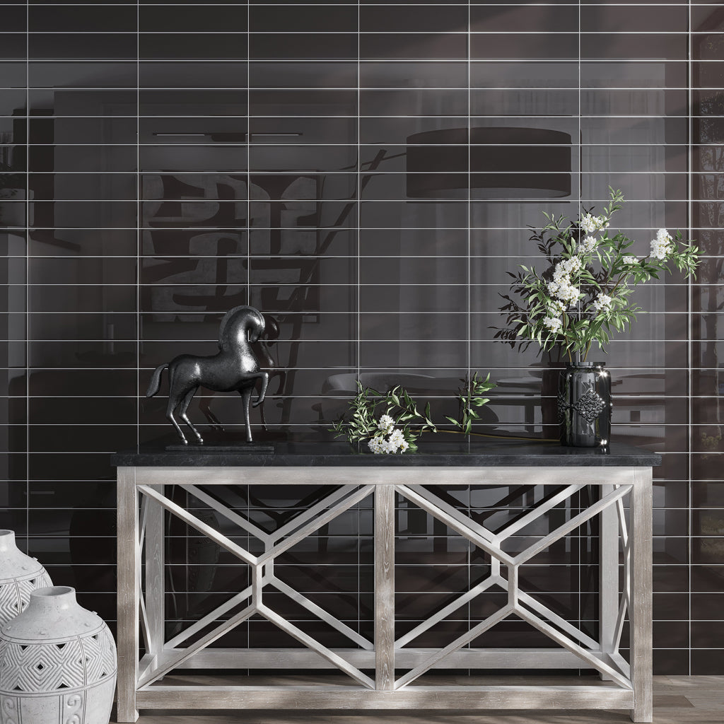 Ash Gray 4x16 Glossy Subway Glass Tile (12 pack, 5.33 sq ft/case)