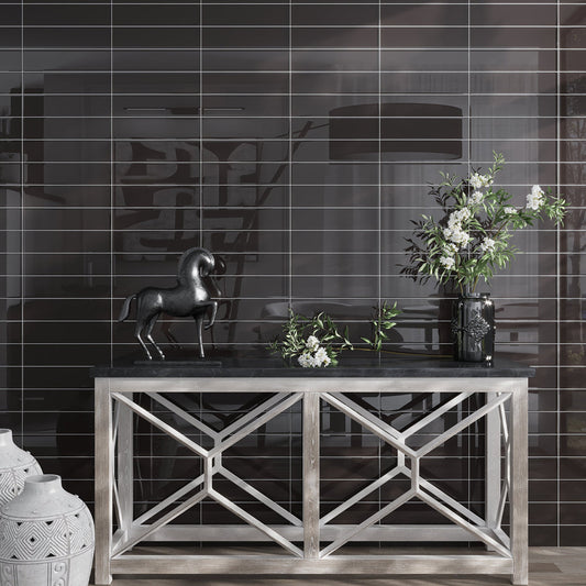 Ash Gray 4x16 Glossy Subway Glass Tile (12 pack, 5.33 sq ft/case)