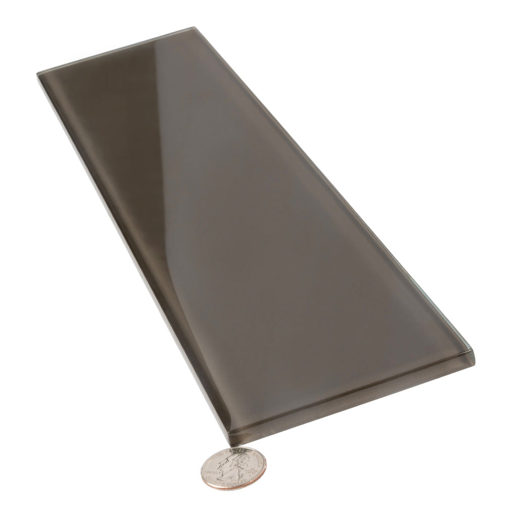 Ash Gray 4x16 Glossy Subway Glass Tile (12 pack, 5.33 sq ft/case) - Sample