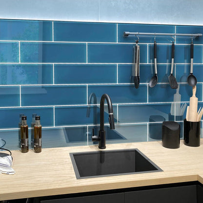 Cerulean Blue 4x16 Glossy Subway Glass Tile (12 pack, 5.33 sq ft/case)