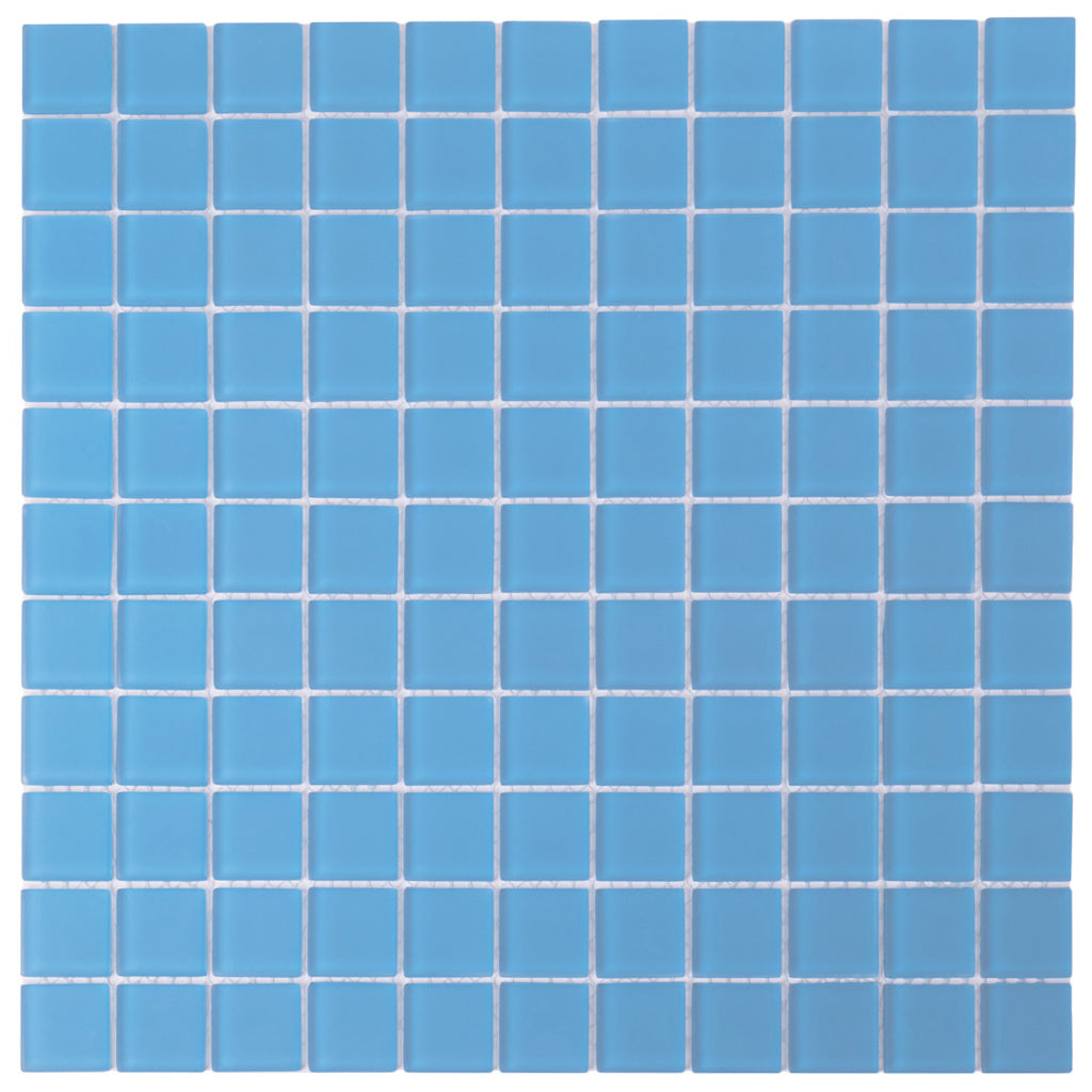 Cerulean Blue 12x12 Glossy Square Glass Mosaic Tile (10 pack, 9.67 sq ft/case) - Sample