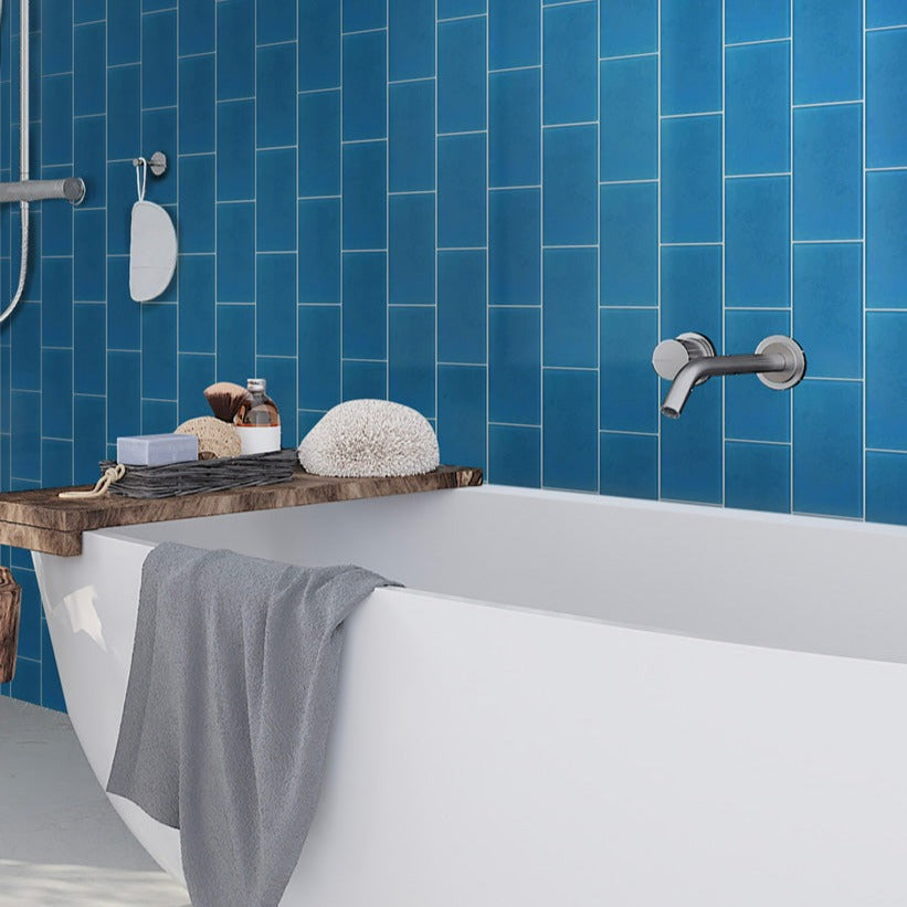 Cerulean Blue 3x6 Matte Subway Glass Tile (40 pack, 5 sq ft/case)