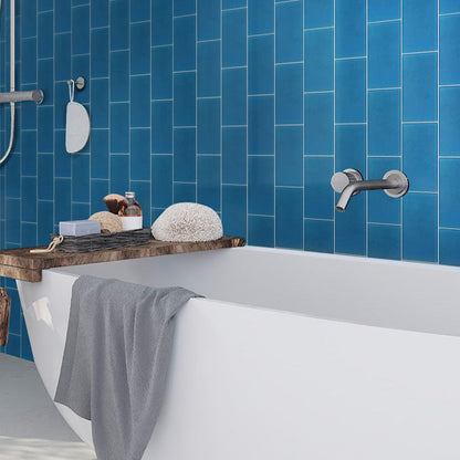Cerulean Blue 3x6 Matte Subway Glass Tile (40 pack, 5 sq ft/case)