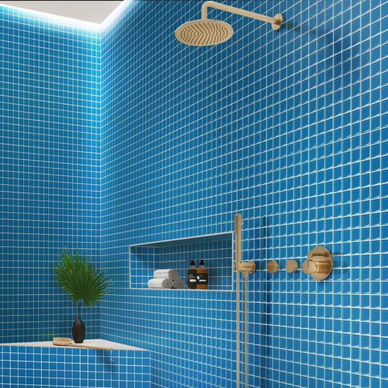 Cerulean Blue 12x12 Glossy Square Glass Mosaic Tile (10 pack, 9.67 sq ft/case) - Sample