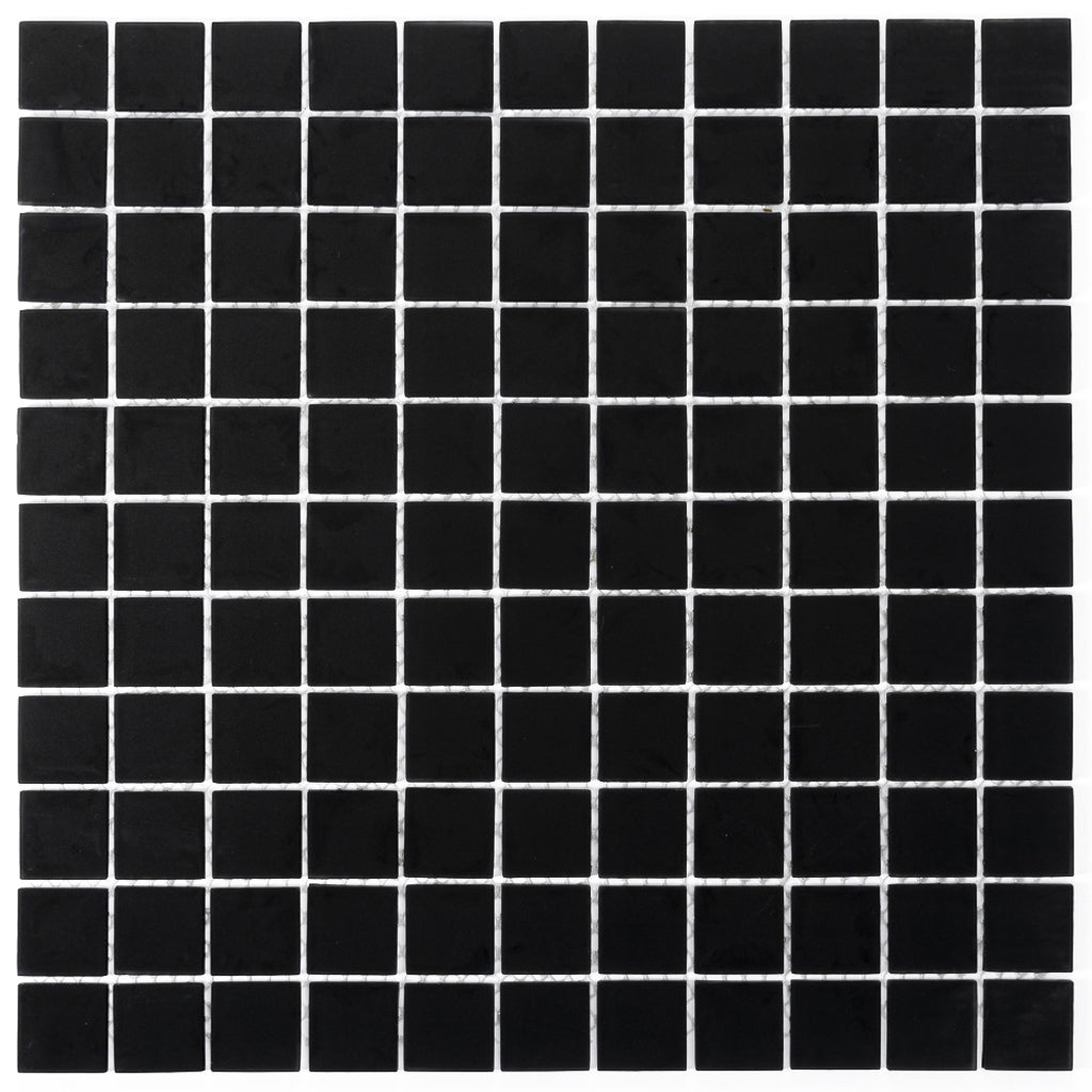 Black 12x12 Matte Square Glass Mosaic Tile (10 pack, 9.67 sq ft/case)