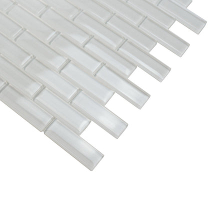 White 12x12 Glossy Brick Glass Mosaic Tile (5 pack, 4.92 sq ft/case)