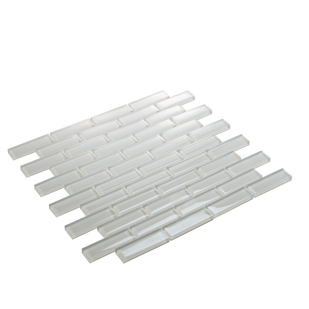 White 12x12 Glossy Brick Glass Mosaic Tile (5 pack, 4.92 sq ft/case)