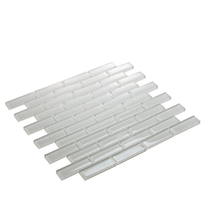 White 12x12 Glossy Brick Glass Mosaic Tile (5 pack, 4.92 sq ft/case)