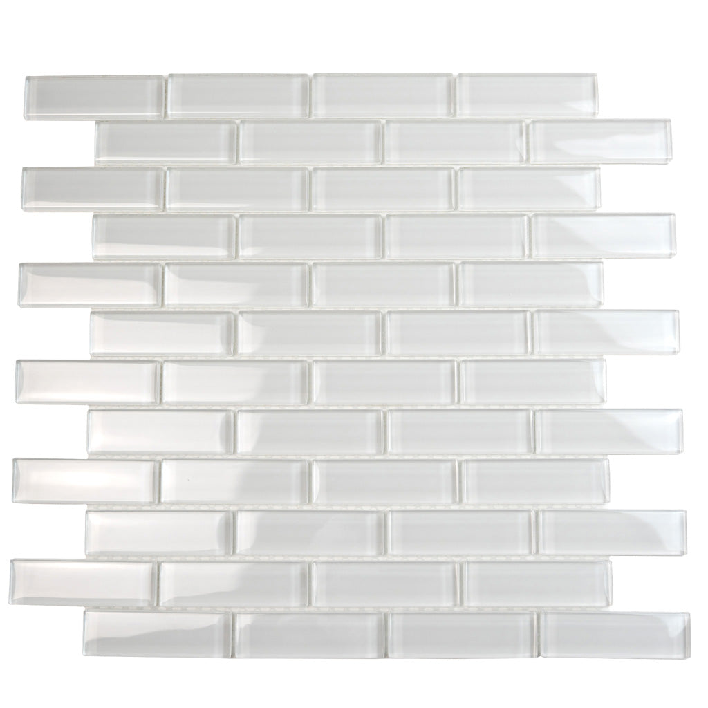 White 12x12 Glossy Brick Glass Mosaic Tile (5 pack, 4.92 sq ft/case)
