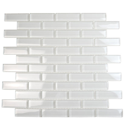 White 12x12 Glossy Brick Glass Mosaic Tile (5 pack, 4.92 sq ft/case)