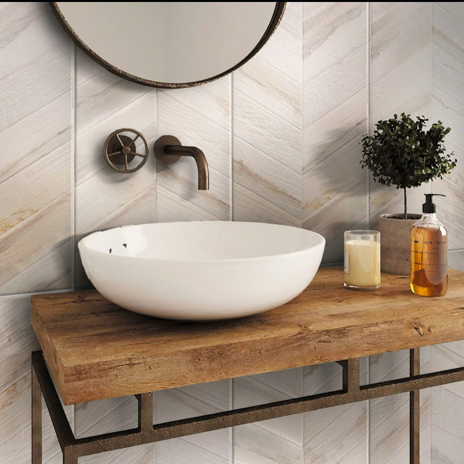 Chiffon White 18x36 Matte Field Porcelain Tile (3 pack, 13.05 sq ft/case) - Sample