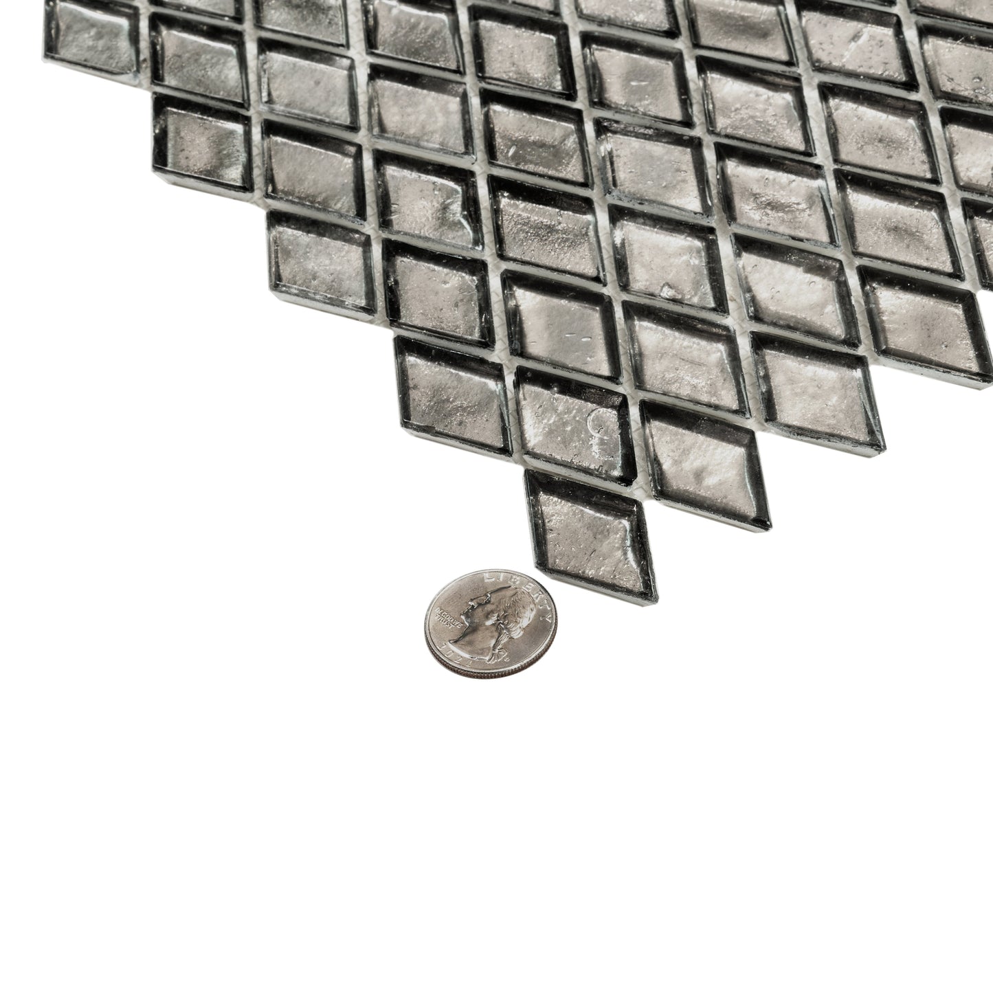 Gray 11x11 Glossy Diamond Glass Mosaic Tile (10 pack, 8.55 sq ft/case) - Sample