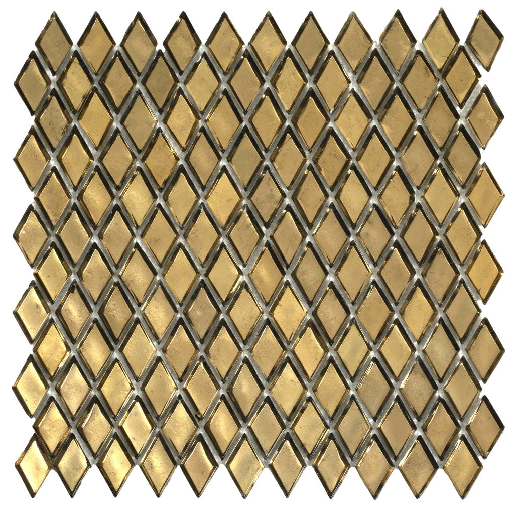 Gold 11x11 Glossy Diamond Glass Mosaic Tile (10 pack, 8.55 sq ft/case) - Sample
