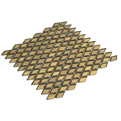 Gold 11x11 Glossy Diamond Glass Mosaic Tile (10 pack, 8.55 sq ft/case) - Sample