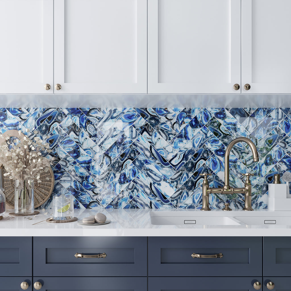 Blue 3x12 Glossy Glass Subway Tile (20 pack, 5 sq ft/case) - Sample