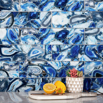 Blue 3x12 Glossy Glass Subway Tile (20 pack, 5 sq ft/case)