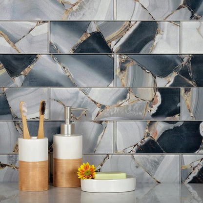 Gray 3x12 Glossy Glass Subway Tile (20 pack, 5 sq ft/case)