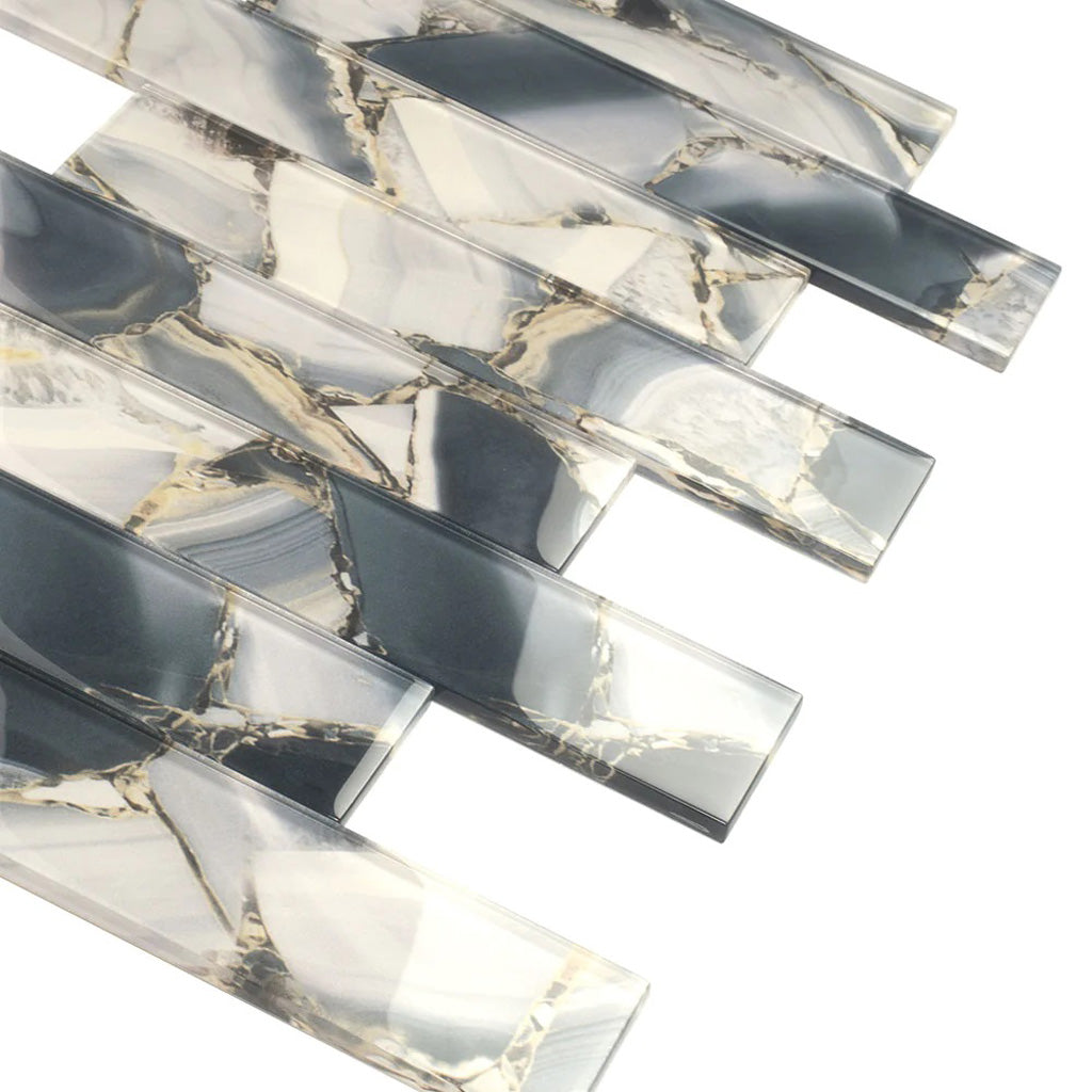 Gray 3x12 Glossy Glass Subway Tile (20 pack, 5 sq ft/case) - Sample