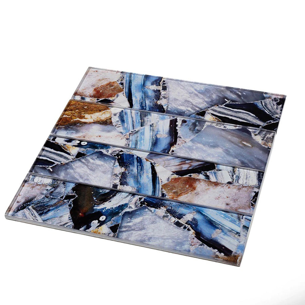 Brown Blue 3x12 Glossy Glass Subway Tile (20 pack, 5 sq ft/case)