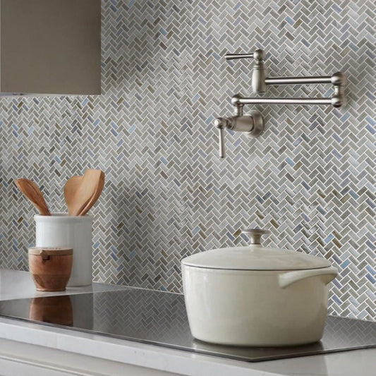 Beige 12x12 Glossy Herringbone Glass Mosaic Tile (10 pack, 9.75 sq ft/case)