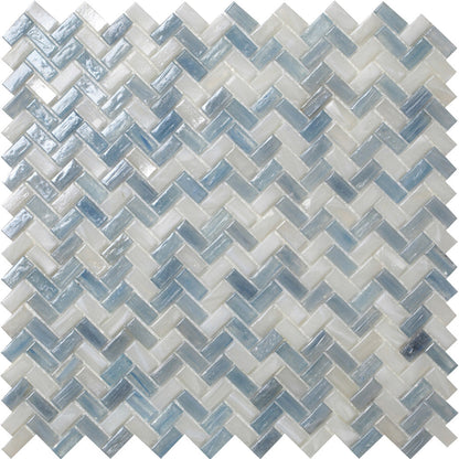 Blue 12x12 Glossy Herringbone Glass Mosaic Tile (10 pack, 9.75 sq ft/case)