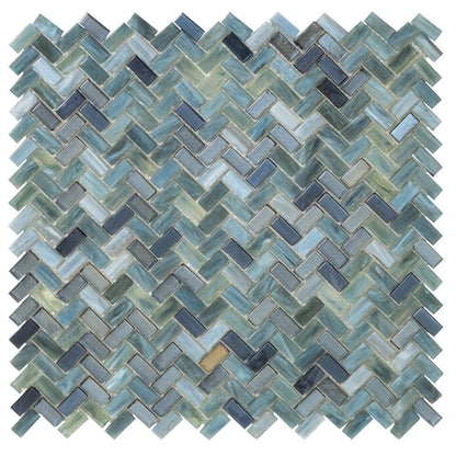 Gray Brown 12x12 Glossy Herringbone Glass Mosaic Tile (10 pack, 9.75 sq ft/case) - Sample
